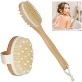 Relaxdays 2 relaxdays Massagebürsten-Set braun Holz