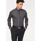 Bruno Banani "Slim-fit", Herren, Gr. 39/40 (M), D-Gr, grau (anthrazit), Obermaterial: 97% Baumwolle, 3% Elasthan, unifarben, Basic, schmal normal, Ärmel mit Ärmelschlitz runde 2-Knopf-Manschette verstellbar, Hemden, Formbeständig durch Elastananteil