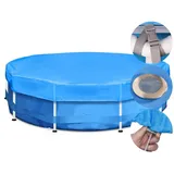 Sekey Pool-Abdeckplane Poolabdeckung Rund Swimmingpool Abdeckplane Sommer & Winter Schwimmbad, aus 420D Oxford, keine zusätzlichen Befestigungen nötig blau 366 cm