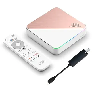 Nonic [Test SEHR GUT *] Homatics Box R 4K Plus Android TV Box + DVB-S2X Tuner - Smart TV Receiver, Google Zertifiziert, Dolby Atmos, Netflix 4K, Prime Video 4K, Disney+ 4K, Dual WiFi 6 + Nonic HDMI Kabel