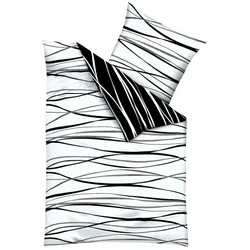 kaeppel Bettwäsche Motion 135 x 200 cm Satin Schwarz, Weiß Schwarz /