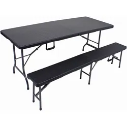 Bierzeltgarnitur GARDEN PLEASURE "Ventana", schwarz, ausziehbar, Sitzmöbel-Sets, Kunststoff