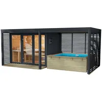 Karibu Saunahaus Angelus XL mit Anbaudach und Minipool