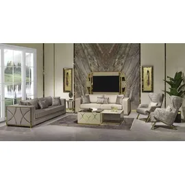 JV Möbel Luxus Sofagarnitur 3+3+1 Sitzer Set Design Sofa Polster Couchen Modern