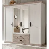 furn.design Drehtürenschrank Rovola 217 x 201 x 60 cm Weiß