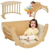 aiyaplay Klettergerüst 3 in 1 Set Naturholz