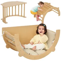 aiyaplay Klettergerüst 3 in 1 Set Naturholz