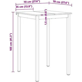 vidaXL Bartisch Natur 70 x 70 x 105 cm Massives Kiefernholz
