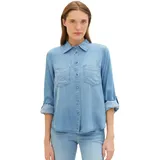 Tom Tailor 1041221 Denim Look Bluse Clean Mid Stone Blue Denim 38
