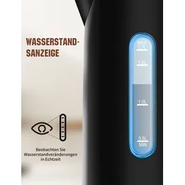 Aigostar - Edelstahl Doppelwand Elektrischer Wasserkocher mit Wasserstandsanzeige, - Schwarz