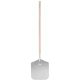 HENDI Pizzaschaufel, mit Holzgriff, Pizzaschieber, Brotschieber, 305x355x(L)965mm, Aluminium