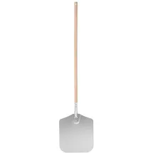 HENDI Pizzaschaufel, mit Holzgriff, Pizzaschieber, Brotschieber, 305x355x(L)965mm, Aluminium