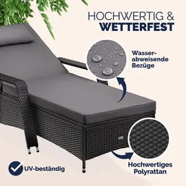 CASARIA Sonnenliege 90 x 43 x 165 cm Schwarz/Anthrazit
