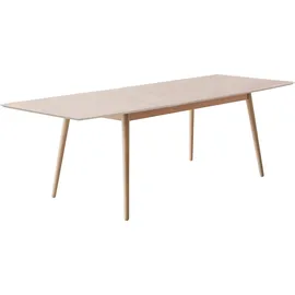 Hammel Furniture Esstisch HAMMEL FURNITURE "Meza Designtisch mit Auszugsfunktion und 2 Einlegeplatten", beige (naturfarben, naturfarben), B:165cm H:73,5cm T:90cm, Tischplatte: Weiß pigmentiertes, matt lackiertes Eichenfurnier (MDF-Kante natur), Gestell: Weiß pigmentiertes