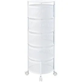 [en.casa] Servierwagen Steigen mit 5 Ebenen 89,5xØ33cm Weiß