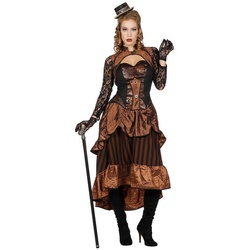 Metamorph Kostüm Steampunk Lady Victoria Kostüm, Höchst elegantes Steampunk Kleid im metallischen Kupferglanz 38