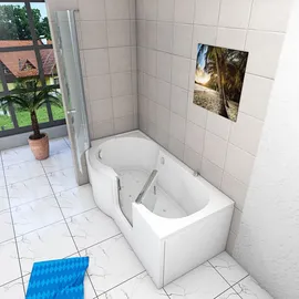 SeniorBad Seniorendusche und Wanne mit Whirlpool S12D-AIR-R-EC Dusche 85x170cm - Weiß