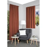 Vorhang HOME WOHNIDEEN "ESKAMIO" Gr. 1, orange (terra), B:135cm H:145cm, Polyester, Gardinen, Thermo, Blickdicht, Leinenstruktur, Überbreite