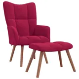 vidaXL Relaxsessel mit Hocker 32 x 95,5 x 32 cm Weinrot Samt