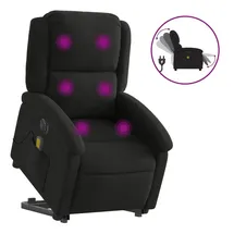 vidaXL Elektrischer Massagesessel mit Aufstehhilfe Schwarz Stoff