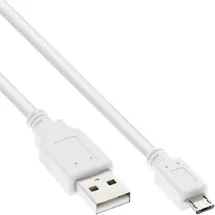 InLine Micro-USB 2.0 Kabel, USB-A Stecker an Micro-B Stecker, weiß, 0,5m