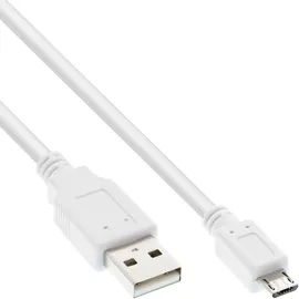 InLine Micro-USB 2.0 Kabel, USB-A Stecker an Micro-B Stecker, weiß, 0,5m