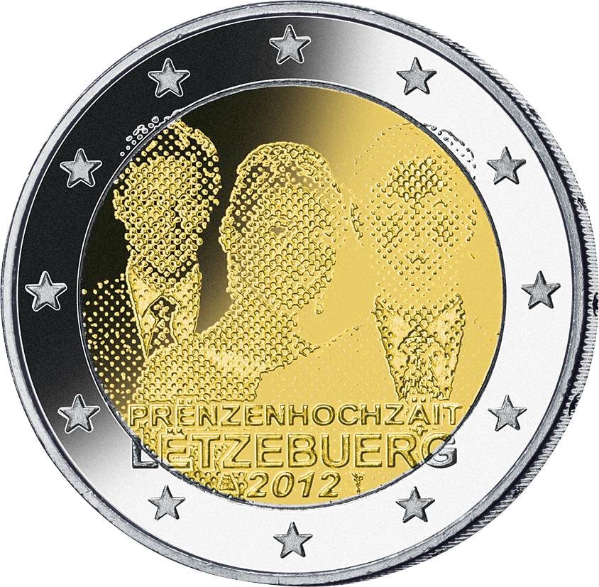 2 Euro Gedenkmünze "Hochzeit von Erbgroßherzog Guillaume und Stéphanie" 2012 aus Luxemburg