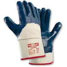 teXXor® topline Nitril-handschuhe (3⁄4-beschichtet) Stulpe, Beige/Blau