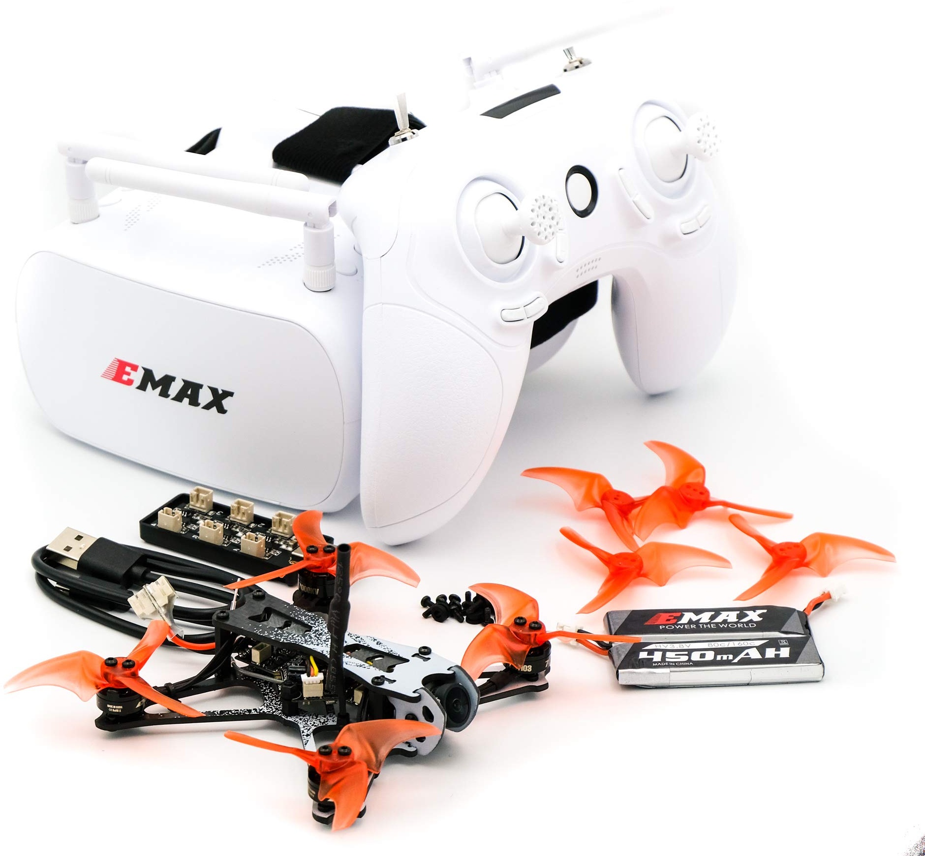 EMAX Tinyhawk II Freestyle RTF FPV Racing Drohne mit 7000KV Bürstenloser Motor, RunCam Nano 2 700TVL Kamera, 0-25-100-200 VTX Leistung, Drohnen mit Brille und Controller für Kinder Erwachsene Anfänger