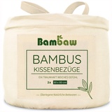 2X Kissenbezug Elfenbein | Kissenbezug Allergiker 80x80 cm | Bambusfasern | Anti Milben Bettwäsche | Kissenbezug Antibakteriell | Kühlende Kissenbezüge | Bambaw