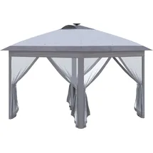 Outsunny Pavillon Faltpavillon mit led, USB 3,3x3,3m Gartenpavillon Grau - Grau