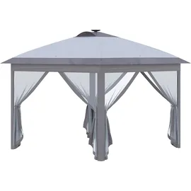 Outsunny Pavillon Faltpavillon mit led, USB 3,3x3,3m Gartenpavillon Grau - Grau