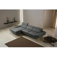 Ecksofa EGOITALIANO "Princess, elegantes Designsofa mit erstklassigem Sitzkomfort, L-Form", schwarz, B:282cm H:95cm T:168cm, Leder »BULL« (echtes Rindsleder). Geschliffenes, pigmentiertes und behandeltes Rindsleder mit einer Dicke von 1, 3-1, 5 mm. Dieses Leder zeigt eine ziemlich weiche Hand mit einem halb undurchsichtigen Aussehen. Es handelt sich um ein geschütztes Leder. Eine leichte Deckschicht schützt sie vor Flecken, ohne ihre ursprünglichen Eigenschaften zu verändern. Die geschützten Leder
