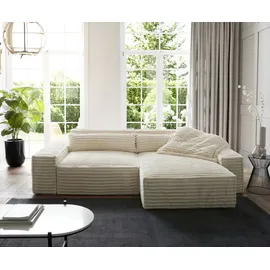 DeLife Ecksofa Sirpio XL 270x170 cm Plüschcord Beige Recamiere variabel