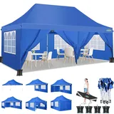 3x6m Pavillon, COBIZI Faltpavillon 3x6 Wasserdicht Stabil mit 6 Seitenteilen,Upgrade-Hochdach und Tragetasche, Gartenpavillon Partyzelt für Garten, Party, Festival, Hochzeit, UV50+
