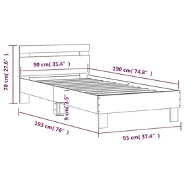 vidaXL Bettgestell 90 x 190 cm Weiß
