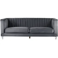 Sofa ARVIKA Samtstoff Dunkelgrau 3-Sitzer
