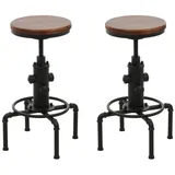Mendler 2er-Set Barhocker HWC-N23 höhenverstellbar drehbar Industrial Holz  - Braun