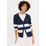 bonprix Strickjacke mit Streifenmuster Blau L