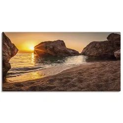 Wandbild ARTLAND "Sonnenuntergang und Strand", beige (farbe bild(er): naturfarben), B:100cm H:50cm, Bilder, als Alubild, Outdoorbild, Leinwandbild, Poster, Wandaufkleber
