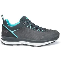 Hanwag Leder-Walkingschuhe BLUERIDGE LOW Lady LL, Grau/ Türkis | Gr.: 37,5