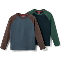 Tchibo - 2 Kinder-Langarmshirts - Herren - Gr. 134/140 - dunkelblau