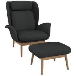 Ohrensessel FLEXLUX "Padova", grau (dervit grau), B:92cm H:99cm T:103cm, 100% Polyester, Sessel, Stil & Komfort, organische Form, Ledenstütze integriert, Fuß Eiche