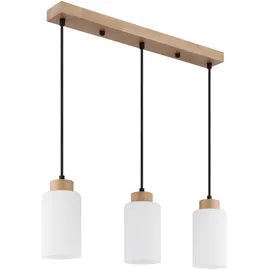 GLOBO Hängeleuchte 3-flg. 60 cm rechteckig Braun Holz/Glas