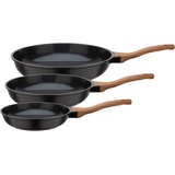 GSW Pfannen-Set »Natural Fit«, Aluminiumguss, (Set, 3 tlg., 1x Pfanne 20cm, 24cm, 28cm), mit neuartiger PFAS-freien Antihaft-Versiegelung, Induktion, schwarz