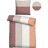 biberna Biber-Bettwäsche ORIENTA, Burgund - Orange - Grau - 135 x 200 cm - Baumwolle, Polyester, - mit Reißverschluss
