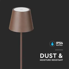 V-Tac LED Stehleuchte Metall 4 W dimmbar IP54 300 lm 3000K Lieferumfang: Akku Braun