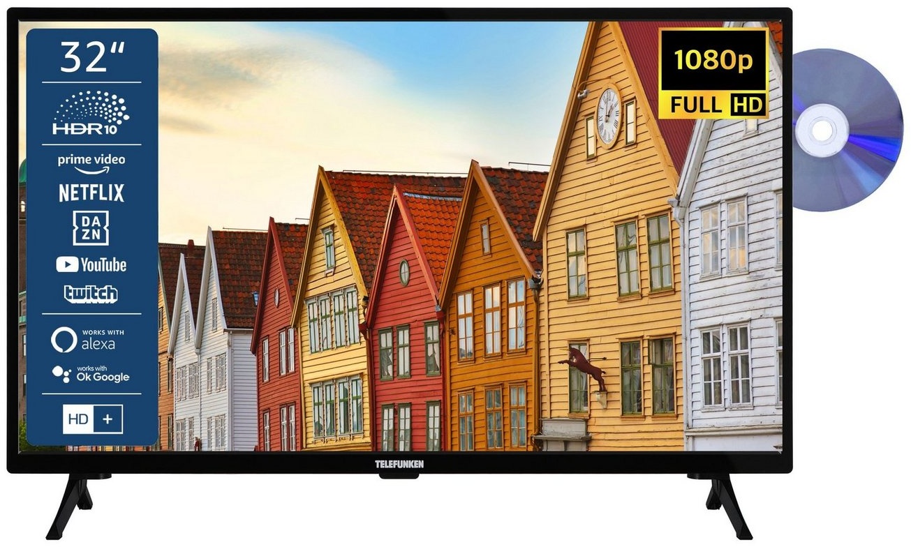 Telefunken XF32SN550SD LCD-LED Fernseher (80 cm/32 Zoll, Full HD, Smart TV, HDR, Triple-Tuner - 6 Monate HD+ gratis) schwarz