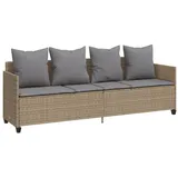 vidaXL Sonnenliege mit Kissen Beige Poly Rattan