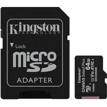 Kingston Canvas Select Plus microSD Speicherkarte, SDCS2/64GB-2P1A Class 10 (2x Karte,inkl. SD Adapter)